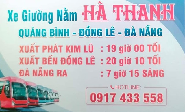 Giờ xuất phát của xe Hà Thanh Quảng Bình