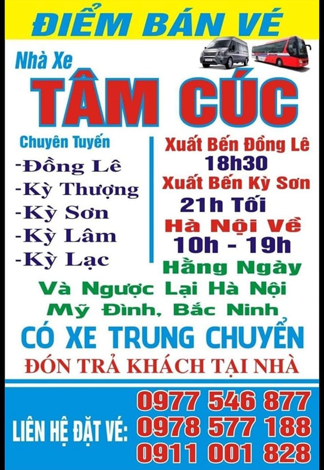 Lịch trình và điểm đón trả khách của nhà xe Tâm Cúc