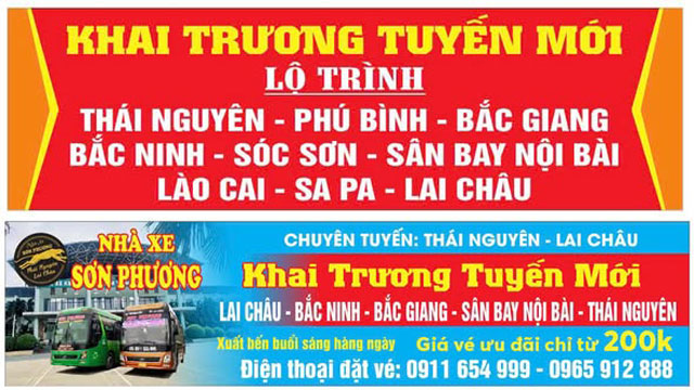 Lộ trình chi tiết các tuyến đường của nhà xe Sơn Phương Thái Nguyên