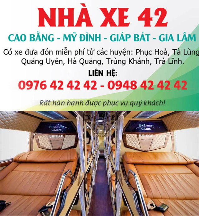 Thông tin lộ trình xe giường nằm 42 Cao Bằng