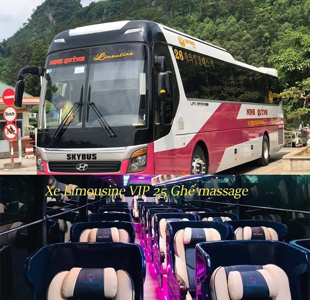 Xe Ninh Quỳnh limousine 25 ghế massage hiện đại