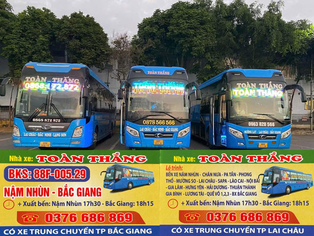 Nhà xe Toàn Thắng Nậm Nhùn đi Bắc Ninh, Bắc Giang