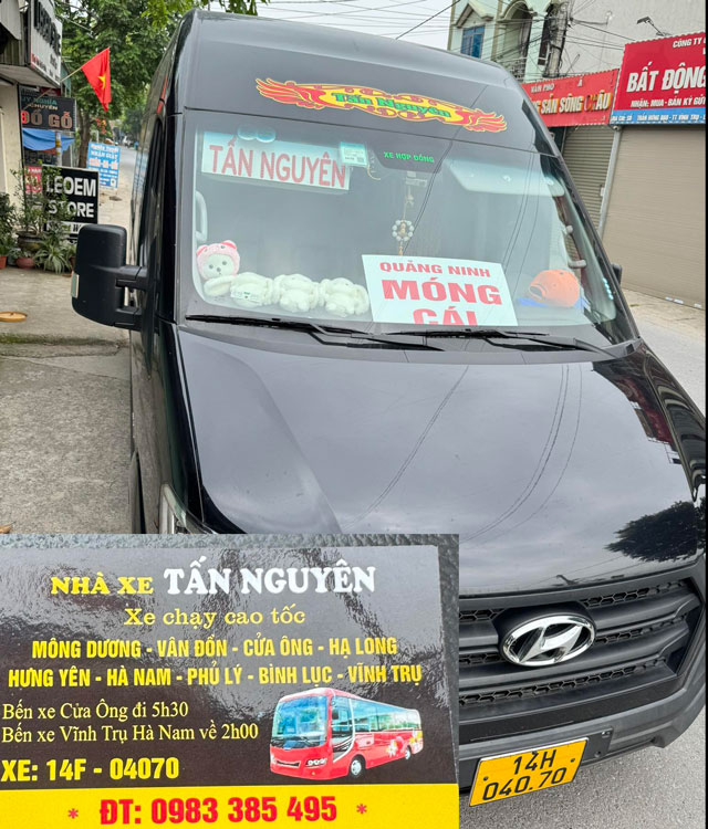 Xe khách 16 chỗ Tấn Nguyên Quảng Ninh đi Hà Nam, Hưng Yên