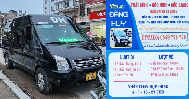 Nhà xe Đăng Huy Bắc Giang, Bắc Ninh đi Tiền Hải Thái Bình