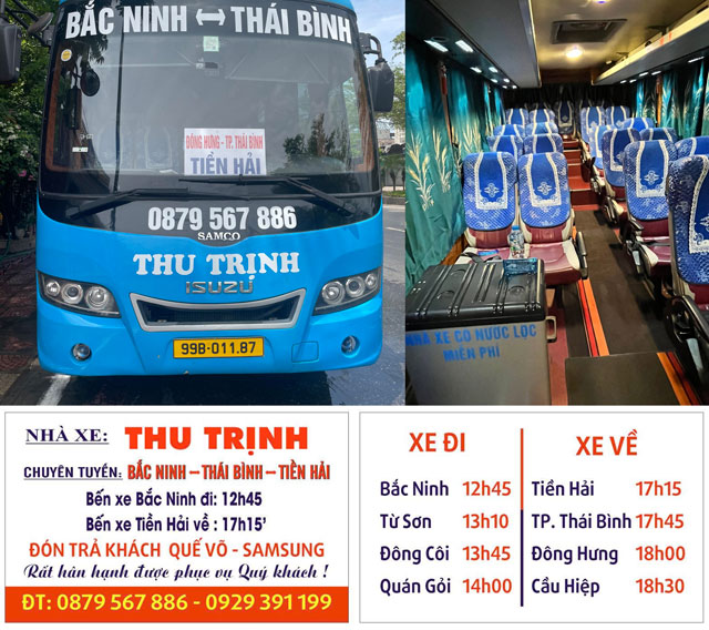 Nhà xe Thu Trịnh Bắc Ninh đi Tiền Hải