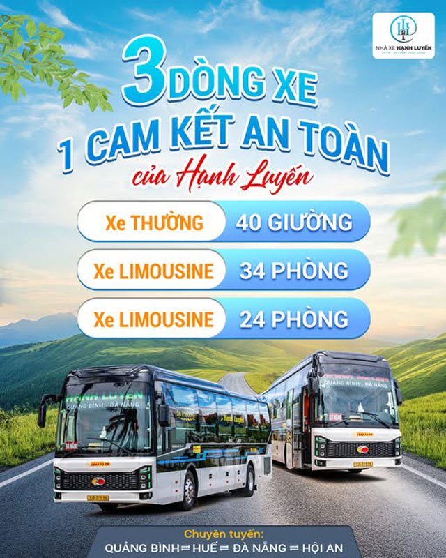 Nhà xe Hạnh Luyến Quảng Bình hiện vận hành 3 dòng xe với 3 mức giá