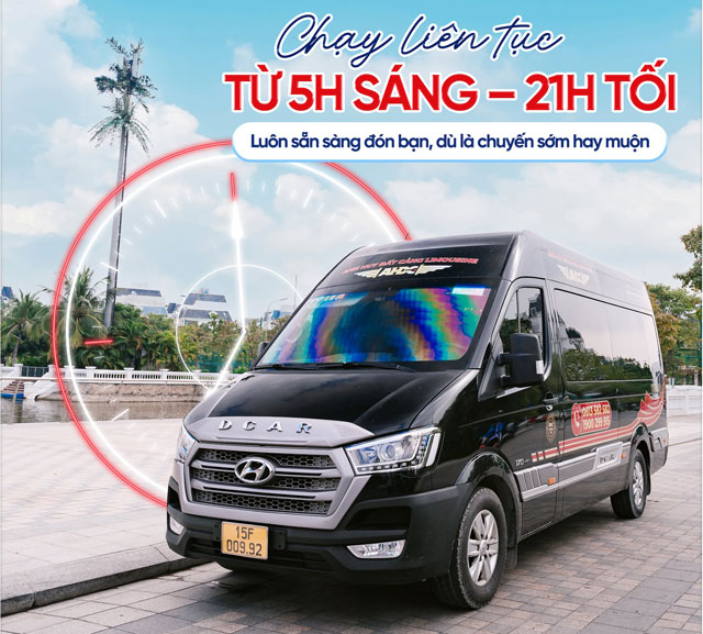 Xe limousine Anh Huy Đất Cảng chạy liên từ từ 5h sáng tới 21h tối hàng ngày