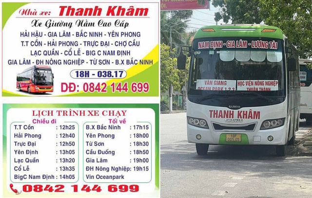Nhà xe Thanh Khâm chuyên tuyến xe khách Hà Nội Hải Hậu