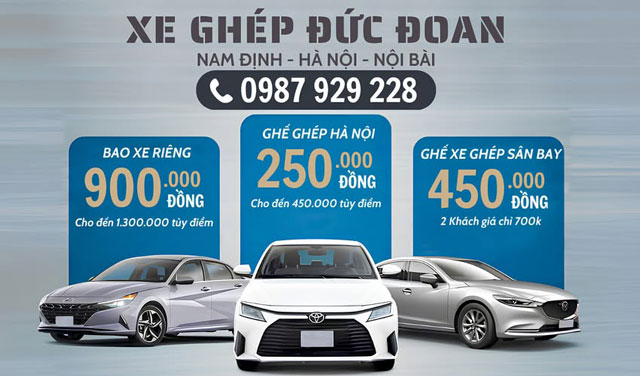 Xe ghép Đức Đoan chuyên chở khách Hải Hậu đi Hà Nội đón trả tận nơi