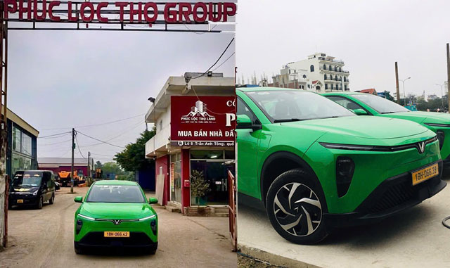 Xe điện màu xanh của nhà xe Phúc Lộc Thọ - Tân Hoàng Minh Limousine