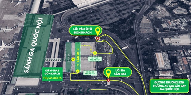 Vị trí đón, trả khách tại sân bay Tân Sơn Nhất của Grab