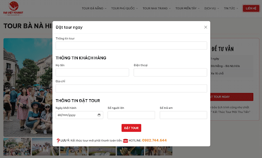 Du khách truy cập website để đăng ký tour trực tuyến dễ dàng và miễn phí
