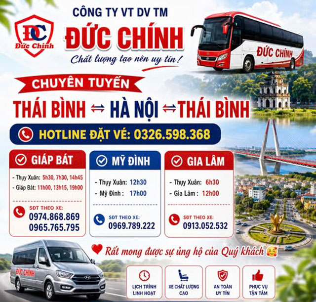 Thông tin nhà xe Đức Chính Thái Bình