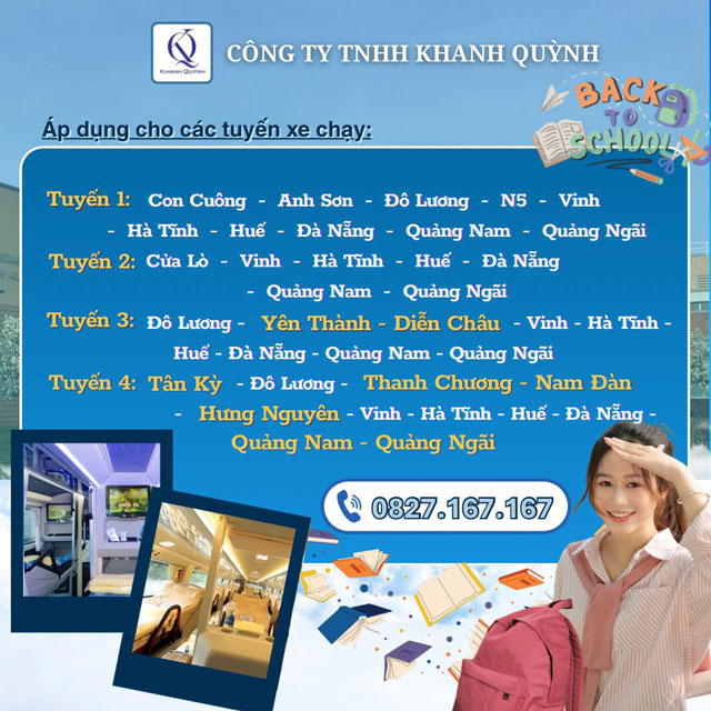 Lộ trình 3 tuyến đường của nhà xe Khanh Quỳnh
