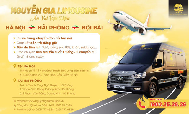 Xe Nguyễn Gia limousine Thủy Nguyên - Hà Nội - Nội Bài