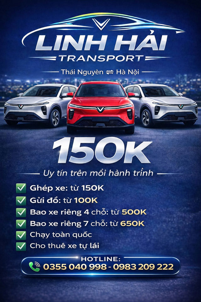 Xe ghép Linh Hải Thái Nguyên đi Hà Nội 24/7