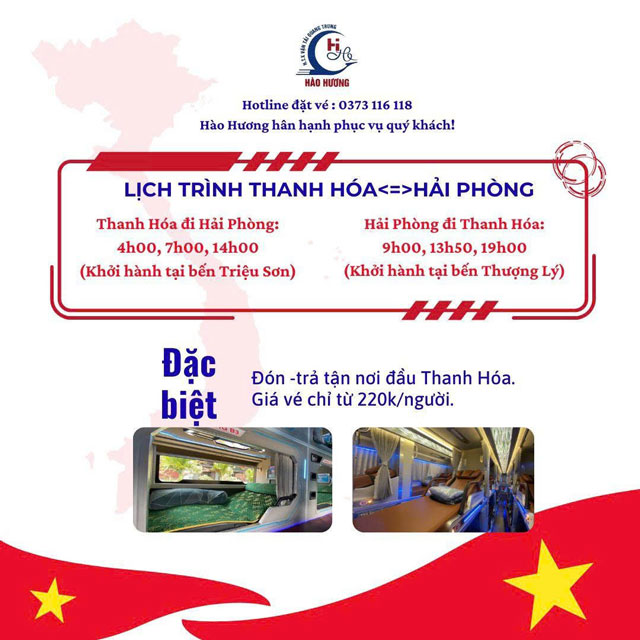 Xe giường nằm Hào Hương Thanh Hóa đi Hải Phòng