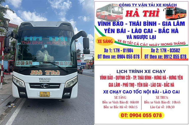Nhà xe Hà Thì Thái Bình đi Lào Cai, Yên Bái