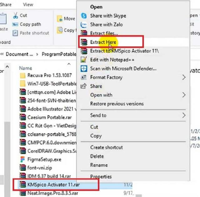 Giải nén file tải về